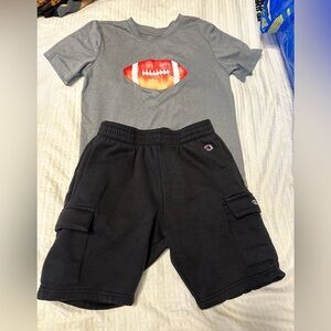 Bundle of 2 items Kids Black Cargo Shorts and t shirt